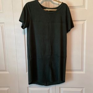 Green suede shift dress